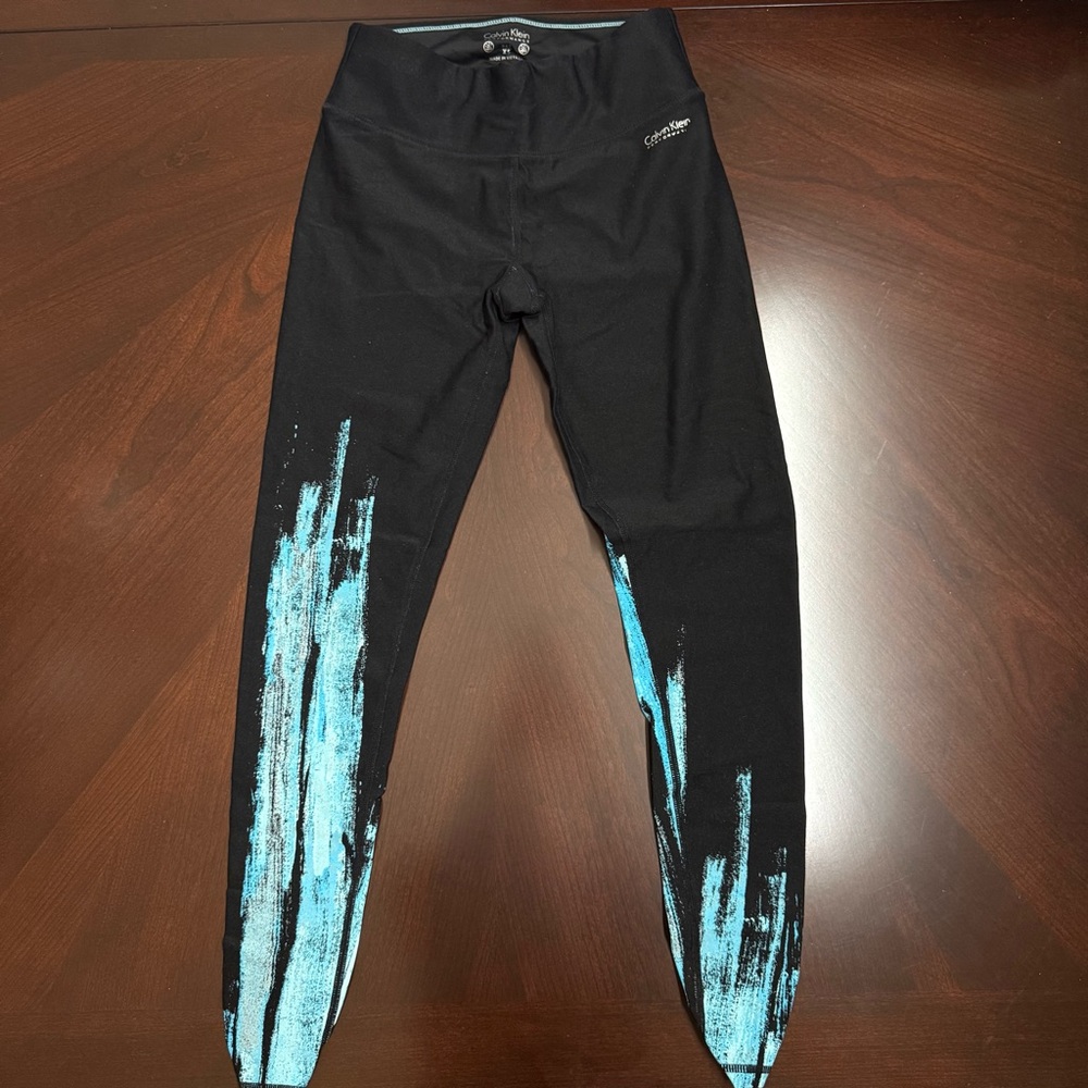 Calvin Klein Black Leggings with Blue Stitching